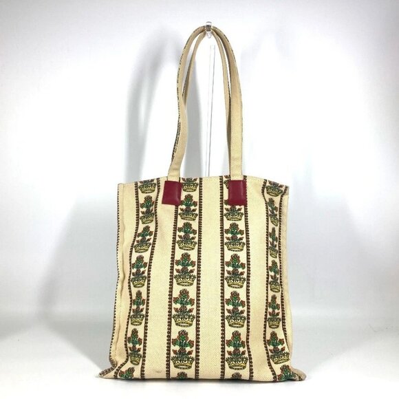 GUCCI GARDEN Shoulder Bag Tote Bag Canvas Red Beige